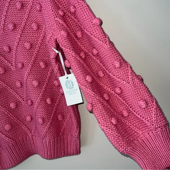 NEW Hyacinth House TUCKERNUCK Punchy Pink Pom Pom Lainey Sweater Women's Medium - Picture 3 of 10